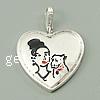 Sterling Silver Heart Pendants, 925 Sterling Silver, with enamel, enamel Approx 3mm 