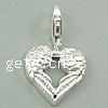 Pendentifs de coeur en argent pur , argent sterling 925, plus de couleurs à choisir Environ 3mm, Vendu par PC