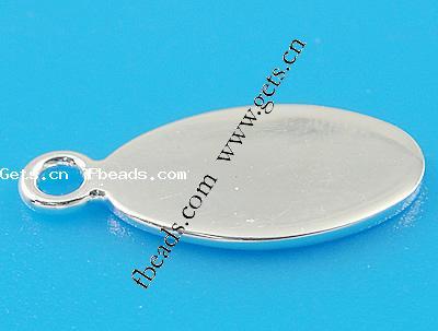 Sterling Silber Tag, 925 Sterling Silber, oval, plattiert, keine, 18x8x1mm, Bohrung:ca. 2mm, verkauft von PC