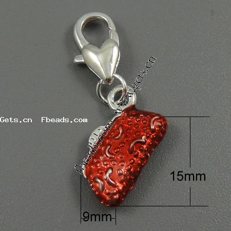 Zinc Alloy Enamel Pendants, zinc alloy lobster clasp, Handbag, plated, more colors for choice, 15x9x4.5mm, Hole:Approx 5mm, Sold By PC