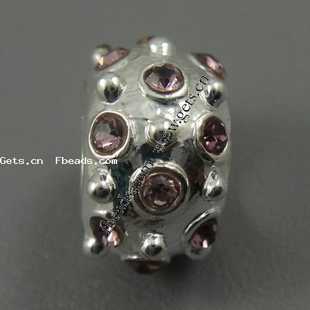 Strass Zink Legierung Europa Perlen, Zinklegierung, Rondell, plattiert, ohne troll & mit Strass, keine, 11x7mm, Bohrung:ca. 5.5mm, verkauft von PC