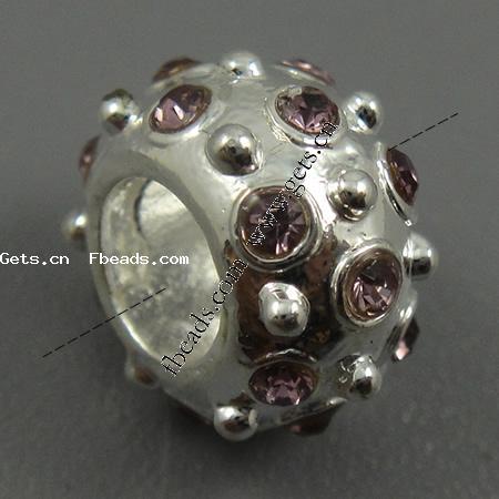 Strass Zink Legierung Europa Perlen, Zinklegierung, Rondell, plattiert, ohne troll & mit Strass, keine, 11x7mm, Bohrung:ca. 5.5mm, verkauft von PC