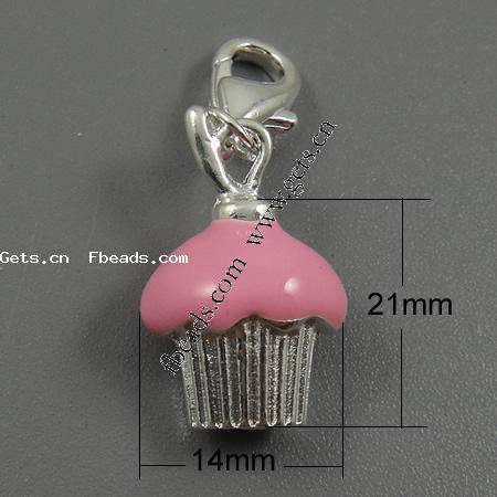 Zinc Alloy Enamel Pendants, zinc alloy lobster clasp, Cake, plated, more colors for choice, 21x14x10mm, Hole:Approx 5mm, Sold By PC