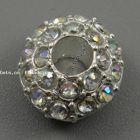 Strass Europa Perlen, mit Zinklegierung, Rondell, plattiert, keine, 14x9mm, Bohrung:ca. 5mm, verkauft von PC