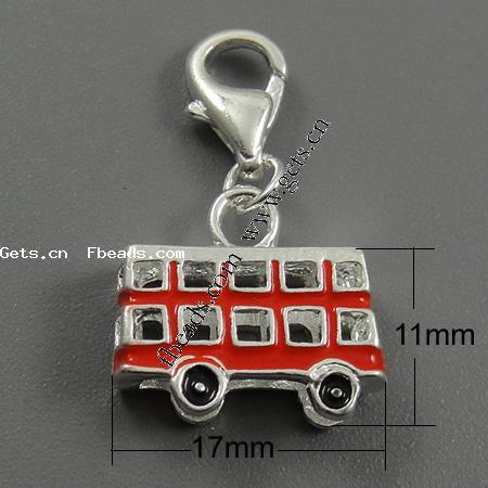 Zinc Alloy Enamel Pendants, brass lobster clasp, Bus, plated, more colors for choice, 17x11x6mm, Sold By PC