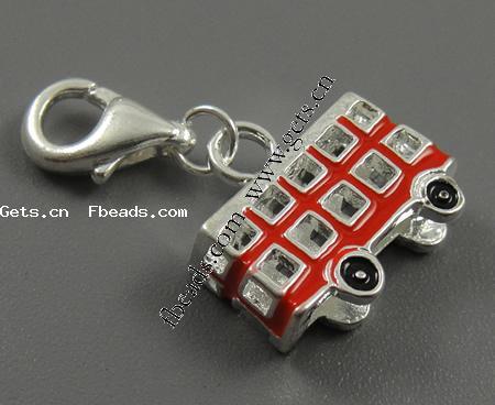 Zinc Alloy Enamel Pendants, brass lobster clasp, Bus, plated, more colors for choice, 17x11x6mm, Sold By PC