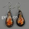 Lampwork Drop Earring, Leaf, gold sand 