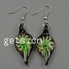 Lampwork Drop Earring, Leaf, gold sand 