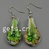 Lampwork Drop Earring, Leaf, gold sand 