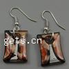 Lampwork Drop Earring, Rectangle, silver foil 