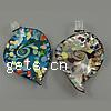 Lampwork Pendants, Leaf, handmade, gold sand Approx 8mm 