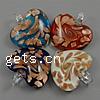 Lampwork Pendants, Heart, handmade, gold sand Approx 7mm 