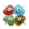 Evil Eye Lampwork Pendants, with Iron, Heart Approx 7mm 