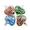 Lampwork Pendants, Heart, handmade, silver foil Approx 6mm 