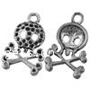 Zinc Alloy Pendant Rhinestone Setting, Skull, plated Approx 1.5mm 