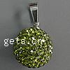 Rhinestone Stainless Steel Pendants, with Stainless Steel, Round green Approx 