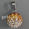 Rhinestone Stainless Steel Pendants, with Stainless Steel, Round & two tone Approx 