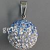 Rhinestone Stainless Steel Pendants, with Stainless Steel, Round & two tone Approx 