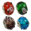 Silver Plated Double Core Lampwork European Beads, Rondelle, antique silver color plated, cupronickel double core without troll Approx 5mm 