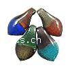 Lampwork Pendants, Leaf, handmade, silver foil Approx 7mm 