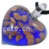 Lampwork Pendants, Heart, handmade, gold sand, blue Approx 5mm 