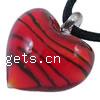 Lampwork Pendants, Heart, handmade, stripe, red Approx 5mm 