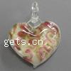 Lampwork Pendants, Heart, handmade, gold sand Approx 8mm 