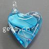 Lampwork Pendants, Heart, handmade, blue Approx 6mm 