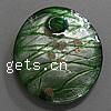 Lampwork Pendants, Oval, handmade, gold sand & silver foil, green Approx 6.5mm 