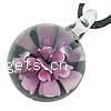 Pendentifs Murano fleur intérieur, chalumeau, Rond, fleur intérieure, plus de couleurs à choisir Environ 5mm, Vendu par PC