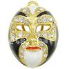 Pendentifs en forme de personnage en alliage de Zinc, Masque, Placage, avec les strass de Moyen-Orient & émail, plus de couleurs à choisir, sans nickel Environ 2.5mm, Vendu par PC