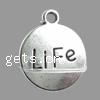 Zinc Alloy Message Pendants, Flat Round, plated cadmium free Approx 1.5mm 