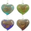 Lampwork Pendants, Heart, handmade, gold sand Approx 5mm 