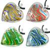 Lampwork Pendants, Heart, handmade, stripe Approx 6mm 