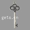 Zinc Alloy Key Pendants, plated Approx 4mm 