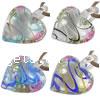 Lampwork Pendants, Heart, handmade, stripe Approx 7mm 