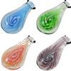 Inner Flower Lampwork Pendants, Teardrop Approx 7mm 