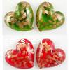 Moulding Lampwork Pendants, Heart, gold sand Approx 2mm 