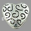 Zinc Alloy Heart Beads, plated cadmium free Approx 1mm, Approx 