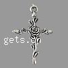 Zinc Alloy Cross Pendants, plated, with flower pattern Approx 2mm 