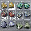 Lampwork Pendants, Heart, handmade, stripe, mixed colors Approx 8mm 