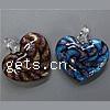 Lampwork Pendants, Heart, handmade, gold sand & silver foil Approx 8mm 