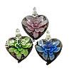 Pendentifs Murano fleur intérieur, chalumeau, coeur, sable d'or & fleur intérieure, plus de couleurs à choisir Environ 5mm, Vendu par PC