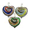 Lampwork Pendants, Heart, handmade, gold sand & silver foil Approx 10mm 