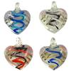 Lampwork Pendants, Heart, handmade, gold sand Approx 6mm 