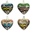 Lampwork Pendants, Heart, handmade, gold sand & silver foil Approx 6mm 