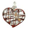 Lampwork Pendants, Heart, handmade, gold sand & silver foil Approx 8mm 