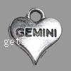 Zinc Alloy Heart Pendants, plated cadmium free Approx 1.5mm 