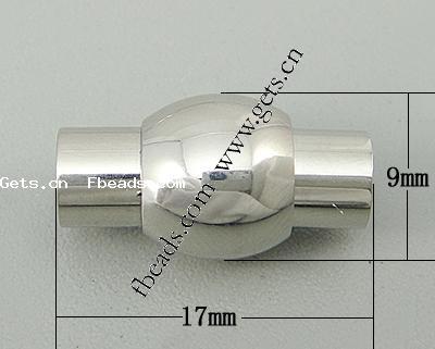 Runder Edelstahl Magnetverschluss, 316 Edelstahl, originale Farbe, 17x9mm, Bohrung:ca. 4mm, verkauft von PC