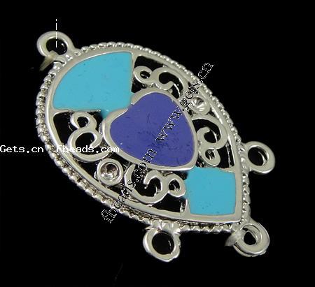 Enamel Zinc Alloy Connector, Teardrop, plated, with rhinestone, more colors for choice, 28x20x2mm, Hole:Approx 3mm, Sold By PC